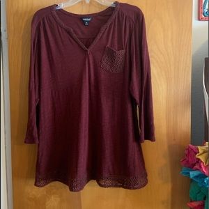 Lucky Brand crochet trimmed top.